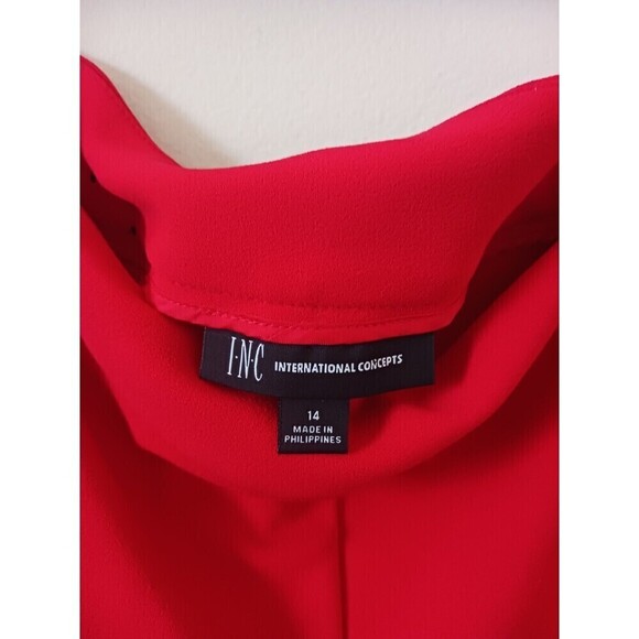 INC International Concepts Pull On Pants Flare Split Leg Red Size 14 - Picture 3 of 9